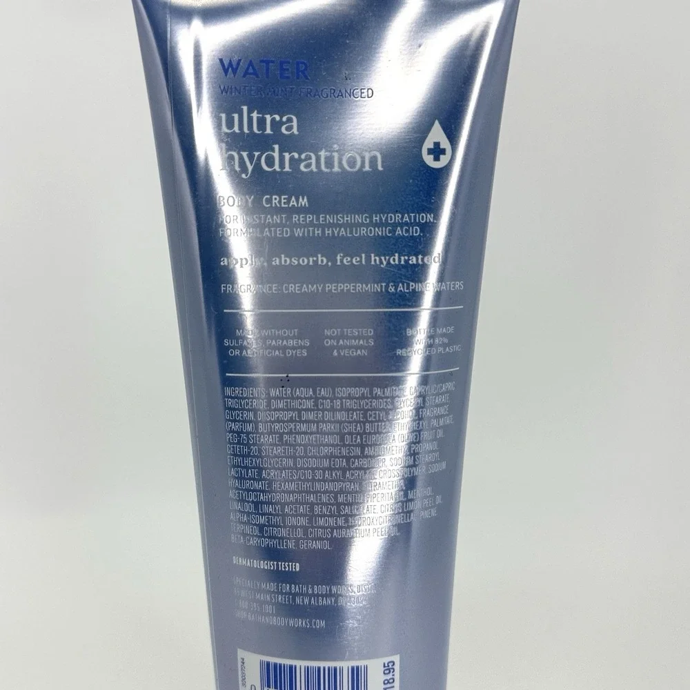Bath & Body Works Water‎ Ultra Hydration Body Cream Winter Mint 8 oz New